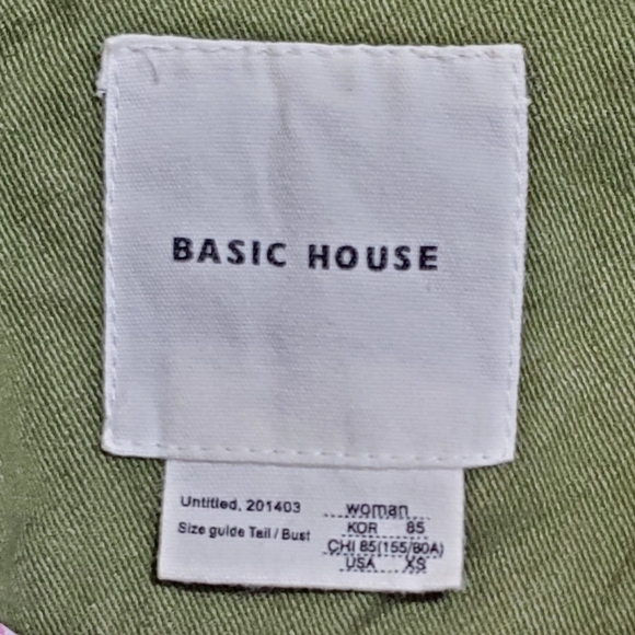 BASIC house women floral embroidred patch khaki green jacket size XS - Picture 15 of 16